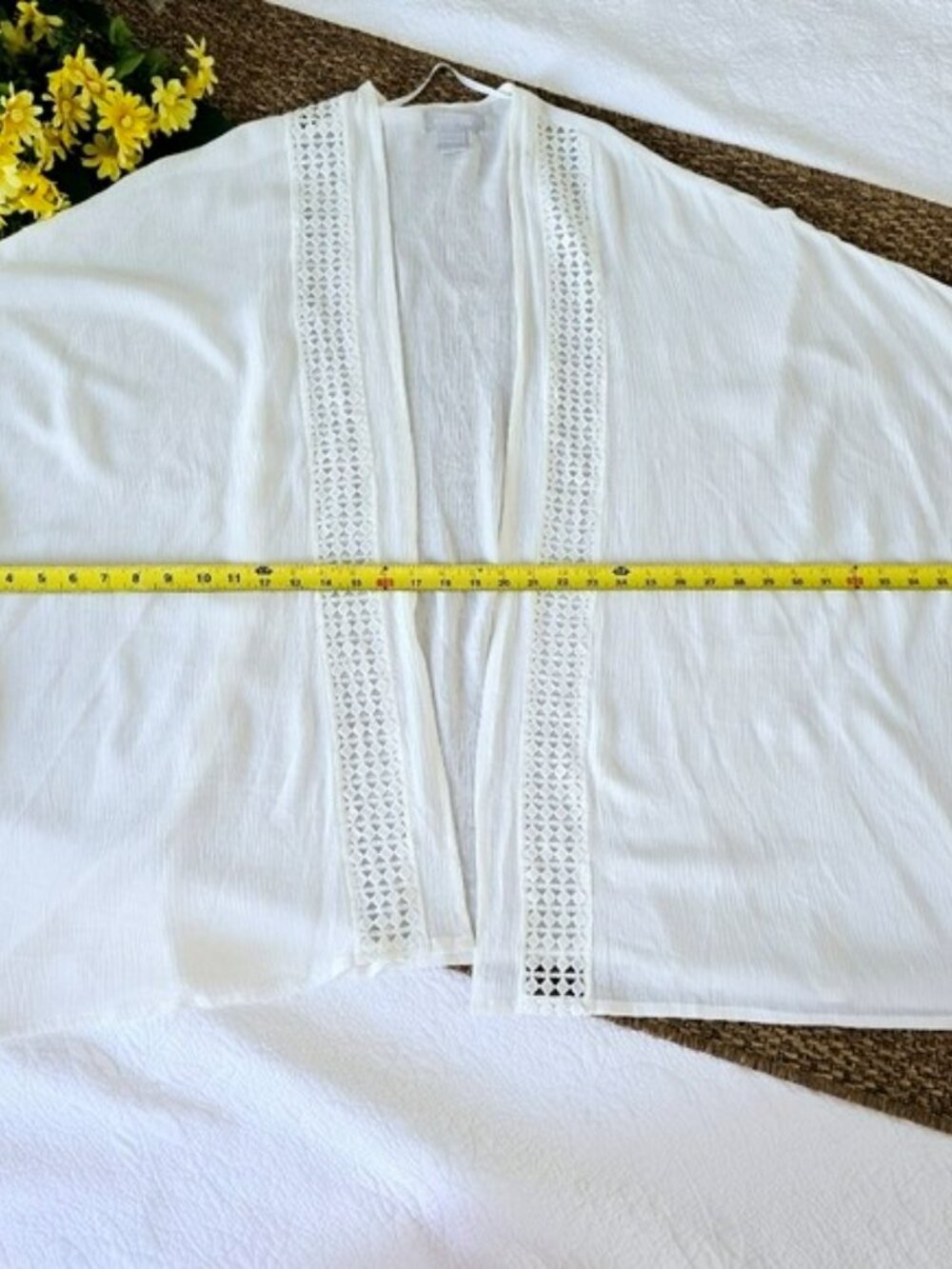 Nordstrom Women's White Kimono One Size Flowy Lace Fairy Bohemian Romantic Y2K - Picture 9 of 13